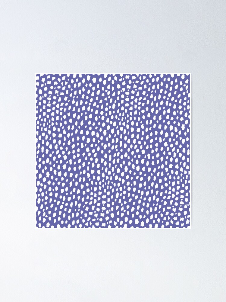 Handmade Polka Dot Paint Brush Pattern (White/Pantone Very Peri) Poster  for Sale by designminds
