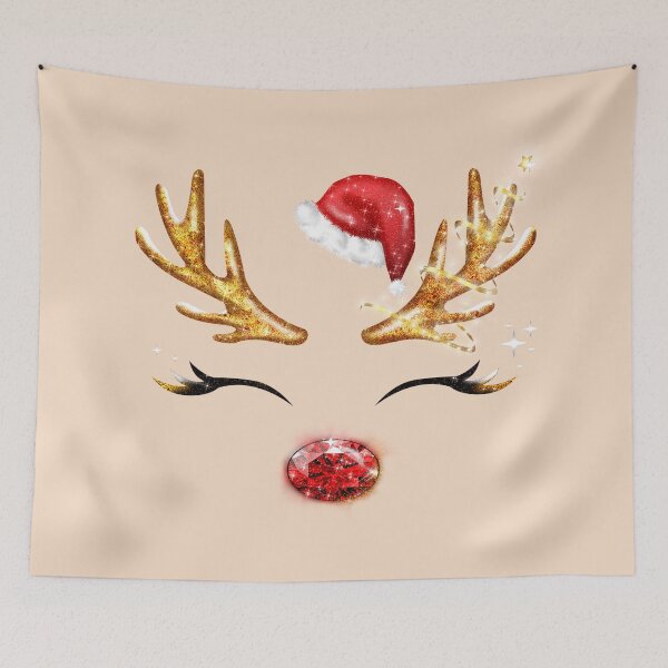 Item preview, Cute Christmas Reindeer Face Smiley Rodolph Gold designed and sold by Jolly-Yosei.