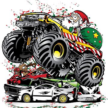 Red Monster Truck Christmas Jersey Tee