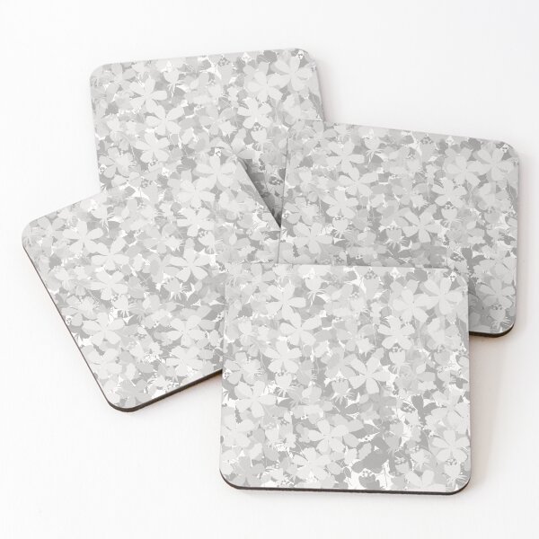 Item preview, Spring White and Grey Floral Silhouette pattern  designed and sold by Artistestella.