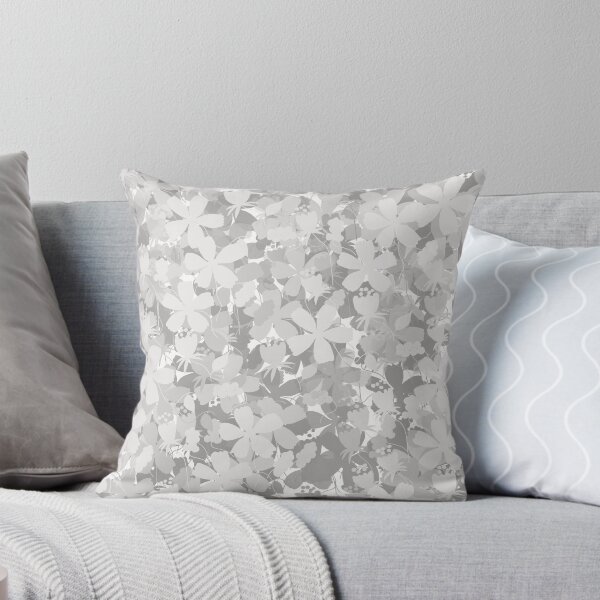 Item preview, Spring White and Grey Floral Silhouette pattern  designed and sold by Artistestella.