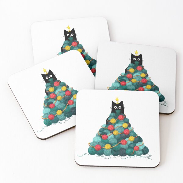 Item preview, Black Cat in Yarn Christmas Tree designed and sold by Stephanie McRae.