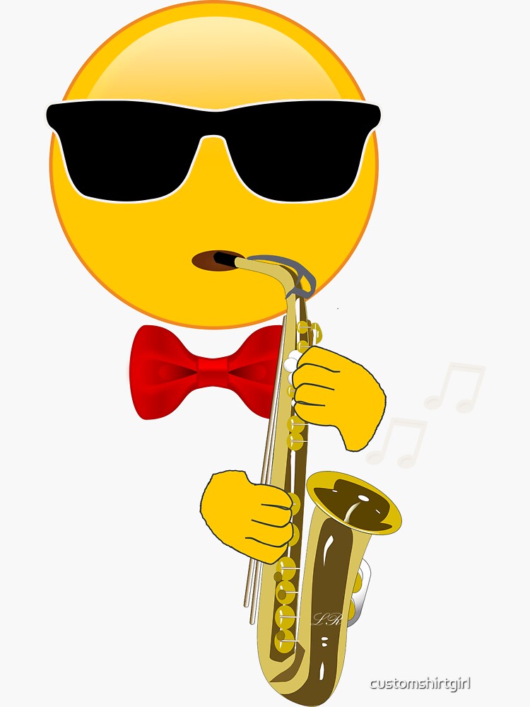 "Gift for Saxophone Player Emoji Playing Sax" Sticker for Sale by customshirtgirl Redbubble