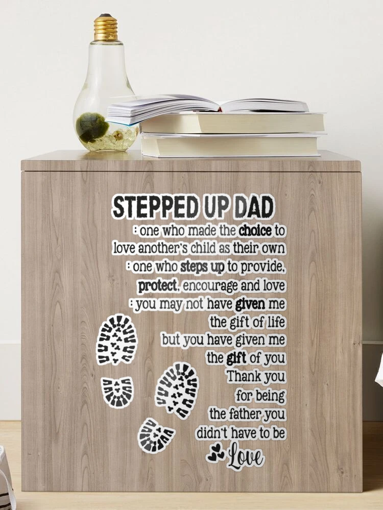 Stepped up Dad : Step Dad Thanks Letter Gift , Bonus Dad Thanks for Putting  up With Mom Sticker for Sale by saiikoqueen