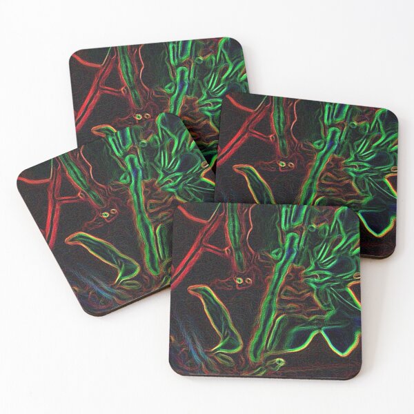 Item preview, Colorful Red Green Blue Yellow Neon Abstract with Spooky Little Gremlin designed and sold by JariHawk.