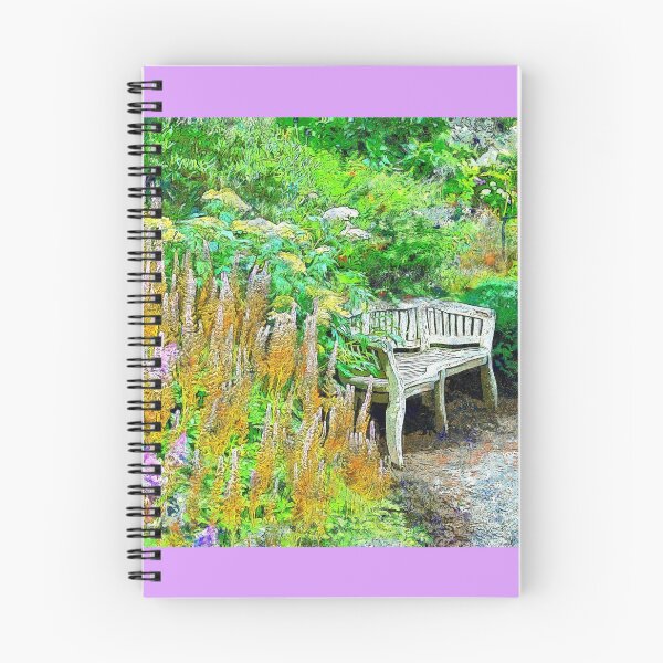 Item preview, Garden Bench and Purple Spike Flowers - Slightly Van Goghish designed and sold by SeaChangeDesign.
