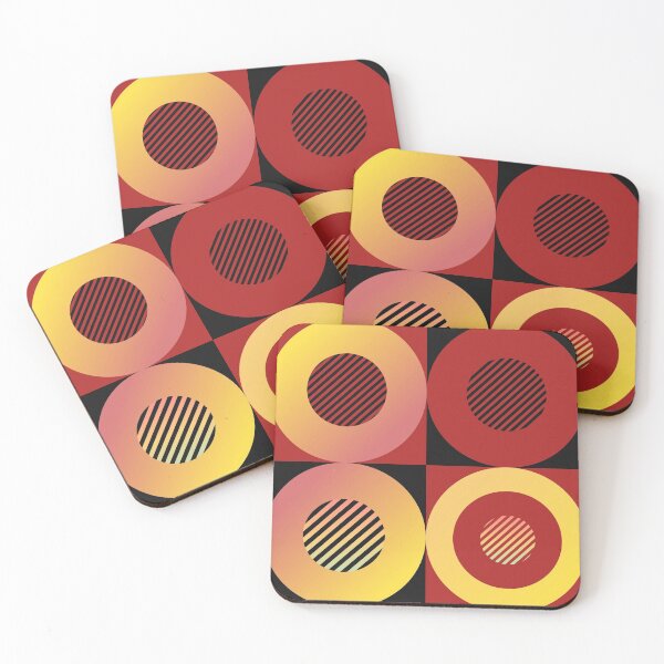 Item preview, Red, black and yellow circular design tile work designed and sold by Fiscal40.