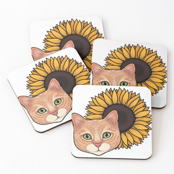 Item preview, Orange Kitty Yellow Flower  designed and sold by Shelby Hough.