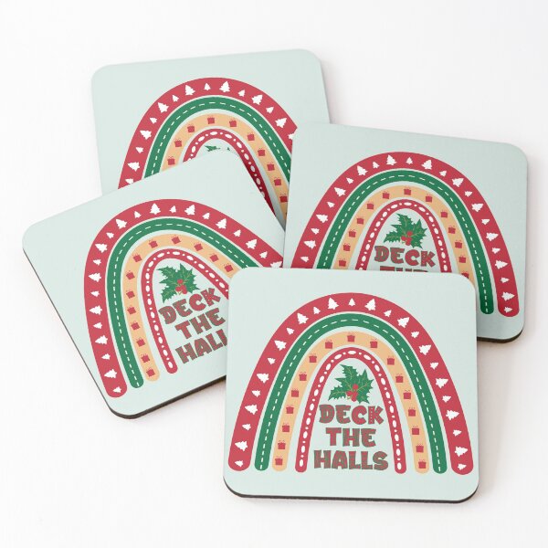 Item preview, Deck The Halls Christmas Rainbow Pattern With Green Background designed and sold by Rosinda.