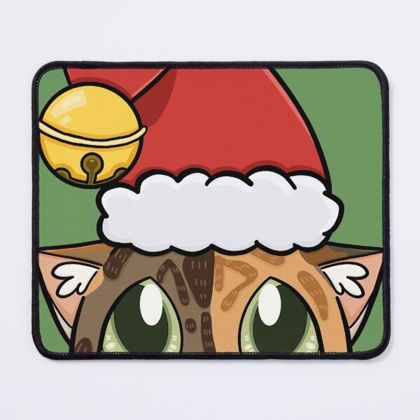 Item preview, Cute Calico Cat looking up at Santa hat with bell designed and sold by YitingZarts.