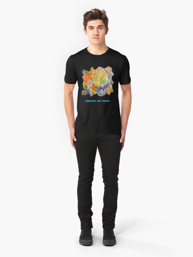 Alternate view of HOOKED ON FISHING FUNNY QUOTE Slim Fit T-Shirt