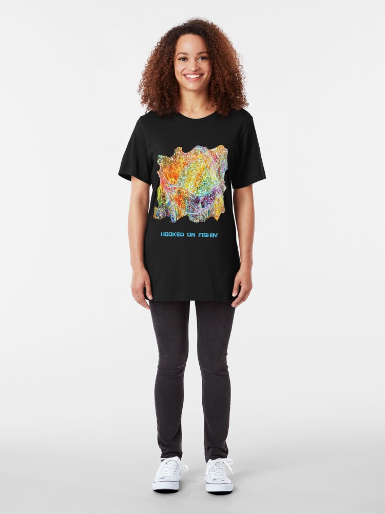 Alternate view of HOOKED ON FISHING FUNNY QUOTE Slim Fit T-Shirt