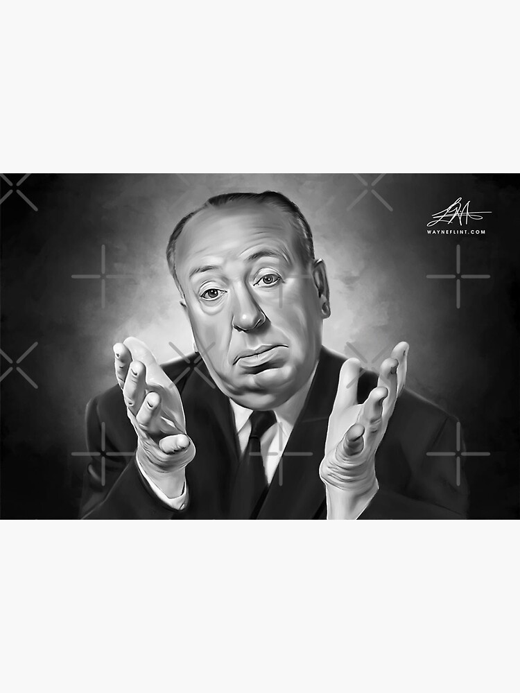 Thumbnail 3 of 3, Sticker, Sir Alfred Hitchcock Digital Oil Painting designed and sold by wayneflint.