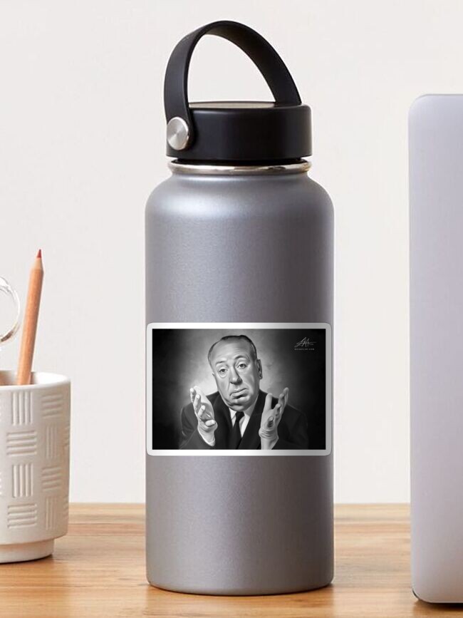Thumbnail 1 of 3, Sticker, Sir Alfred Hitchcock Digital Oil Painting designed and sold by wayneflint.