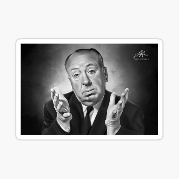 Sir Alfred Hitchcock Digital Oil Painting  Sticker