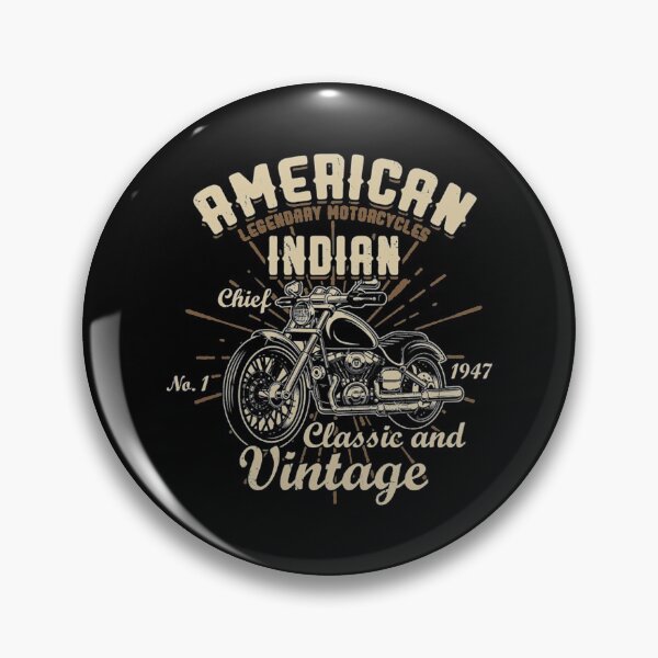 BIKER NATIVE  Motorcycle Pin  1 3/4  INCH BIKER PIN 