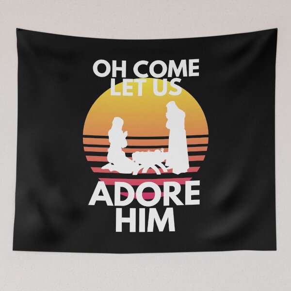 Item preview, Oh Come Let Us Adore Him Jesus Nativity Retro designed and sold by EllConApparel.