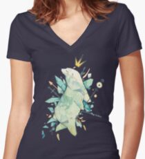 Polar bear king Women's Fitted V-Neck T-Shirt