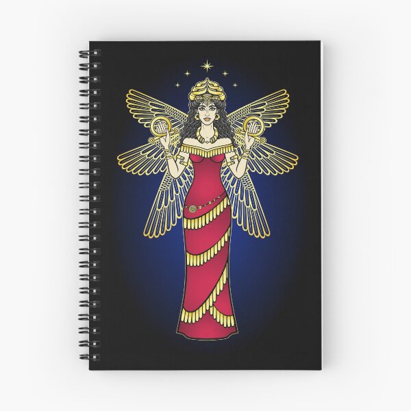 Item preview, Cartoon color drawing: beautiful woman in a horned crown with six wings, character in Assyrian mythology. Ishtar, Astarta, Inanna. designed and sold by YanaZvereva.