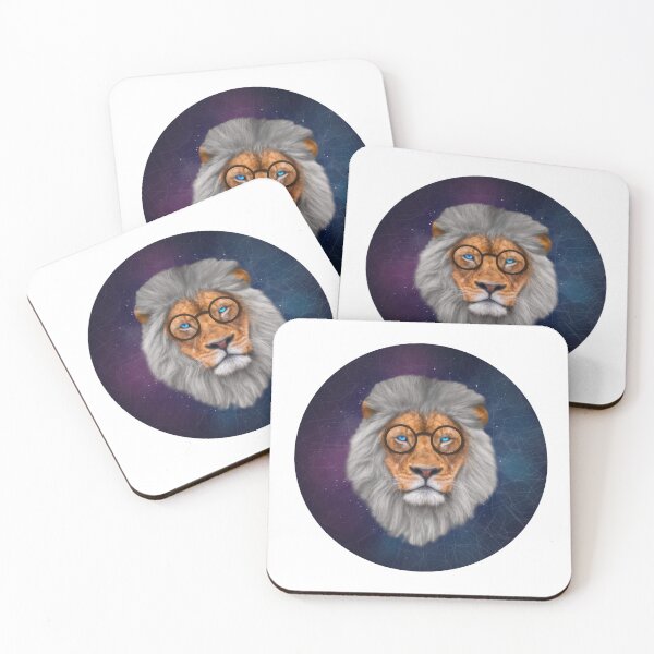 Item preview, Wise Old Silver Mane Lion with Glasses in Space | Lion in the Galaxy | Lion Art designed and sold by cpaquette.