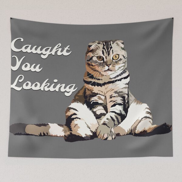 Item preview, Caught You Looking - Funny Silver Tabby Cat designed and sold by WennsdaysChild.