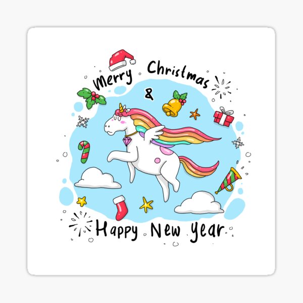 Merry Christmas and Happy New Year Sticker