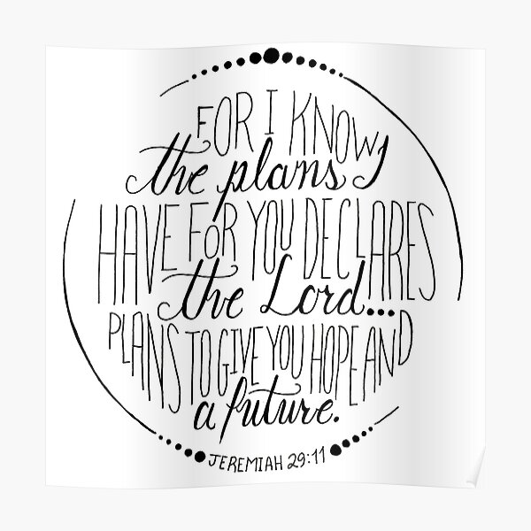 Hand Written Typography of Jeremiah 29:11 Poster