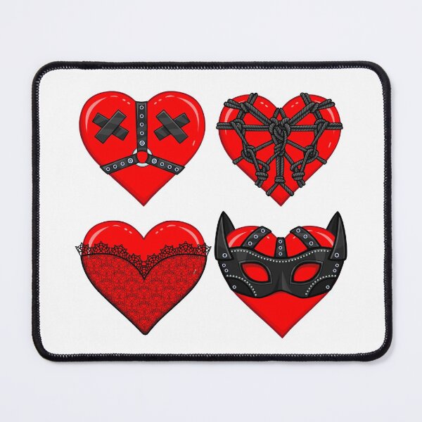 Item preview, Set of animation hearts in erotic clothes and accessories. Mask, shibari, lace, bondage. Template for erotic content designed and sold by YanaZvereva.