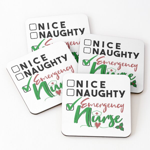 Item preview, nice naughty emergency nurse, nurse Christmas gift, funny nurse, white background designed and sold by KittySSmith.