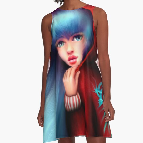 Red Riding Hood - Skater Girl in Forest A-Line Dress
