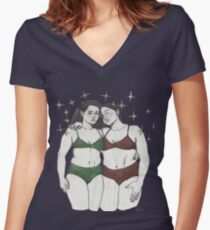 Camiseta entallada de cuello en V Positivo del cuerpo