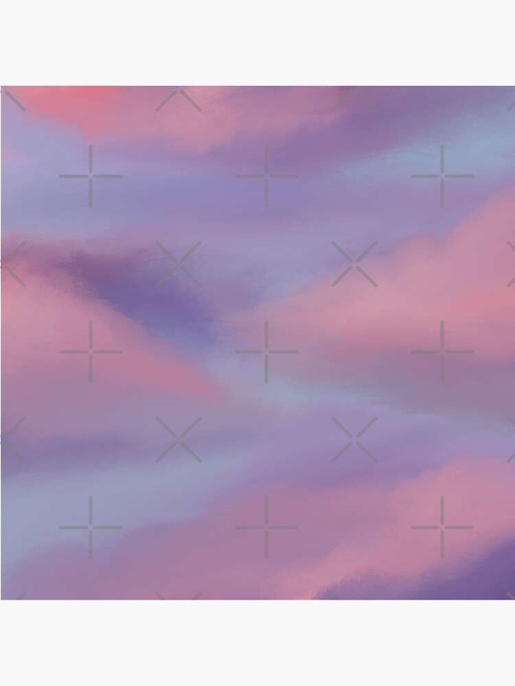 "Pink Cloudy Sky Painting" Sticker by Wallflowermori Redbubble