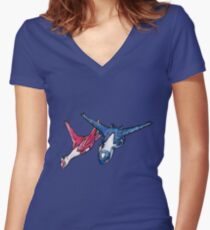 Latios and Latias Women's Fitted V-Neck T-Shirt