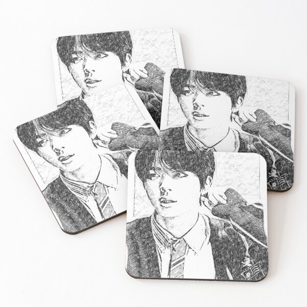 Item preview, Jin BTS Bangtan Boys K-Pop Idol Group Member 방탄소년단 Map Of The Soul 7 Pencil Sketch Artwork 04 designed and sold by mauveswancom.