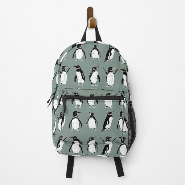 Item preview, Galapagos penguin pattern on gray-green designed and sold by colorofmagic.