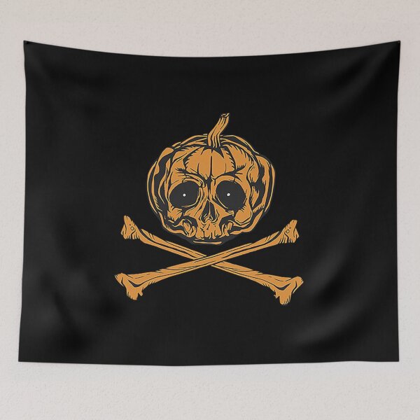 Item preview,  Pumpkin Skull Pirate Flag designed and sold by Ella1901.