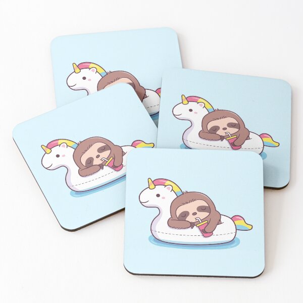 Item preview, Cute Sloth Chilling On Unicorn Pool Float designed and sold by rustydoodle.