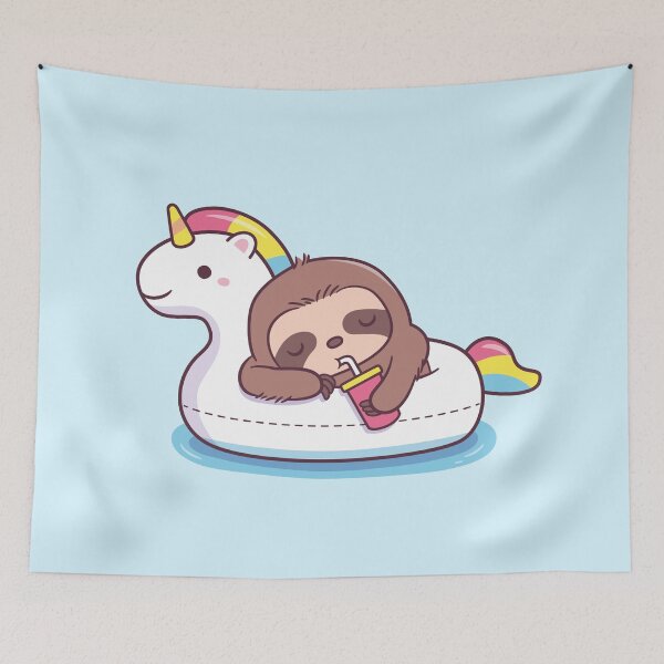 Item preview, Cute Sloth Chilling On Unicorn Pool Float designed and sold by rustydoodle.