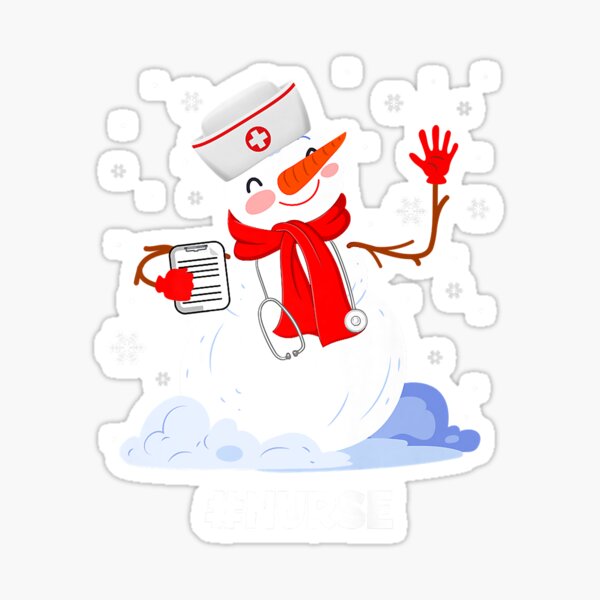 Christmas Tree Xmas Nurse Snowman Snow Holiday Gift Sticker by Haselshirt -  Pixels