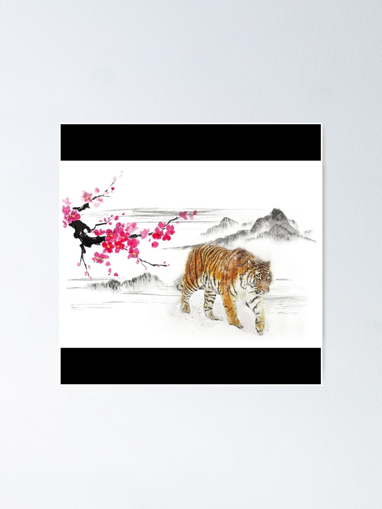 Korea K-pop Koreanization Oriental painting Winter animal Tiger apricot blossom Korea K-pop Koreanization Oriental painting Winter animal Tiger apricot blossom