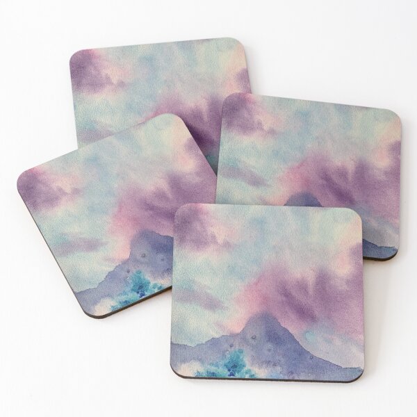 Item preview, Pink clouds seascape watercolour   designed and sold by DaryaGeft.