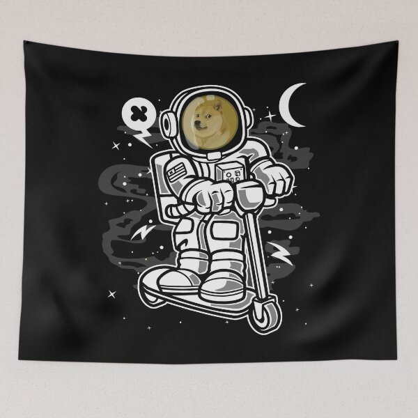 Artikelvorschau, Astronaut Scooter DogeCoin DOGE zum Mond Crypto Token Blockchain Cryptocurrency Wallet entworfen und verkauft von JaxonBrown.