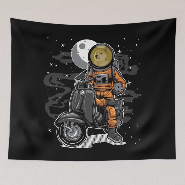 Artikelvorschau, Astronaut Scooter DogeCoin DOGE zum Mond Crypto Token Blockchain Cryptocurrency Wallet entworfen und verkauft von JaxonBrown.