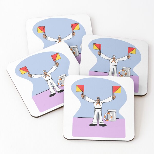 Item preview, Sailor with flags, naive art designed and sold by ZnDigitalPrints.