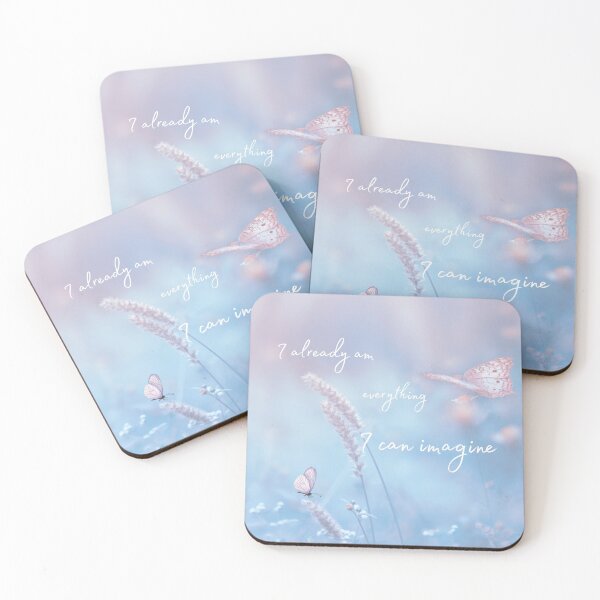 Item preview, Soft Pink and Blue I Already Am Embodiment Affirmation with Butterflies and Flowers designed and sold by Embodied Goddesses.