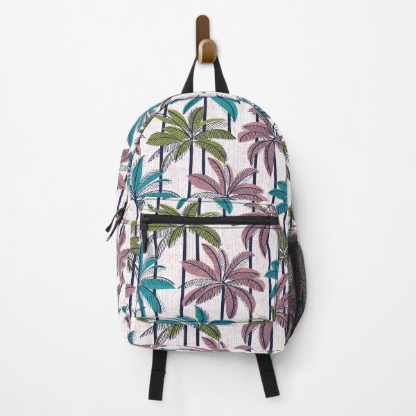 Item preview, Retro Palm Springs vibes // white background highball green peacock blue and dry rose palm trees oxford navy blue line contour designed and sold by SelmaCardoso.
