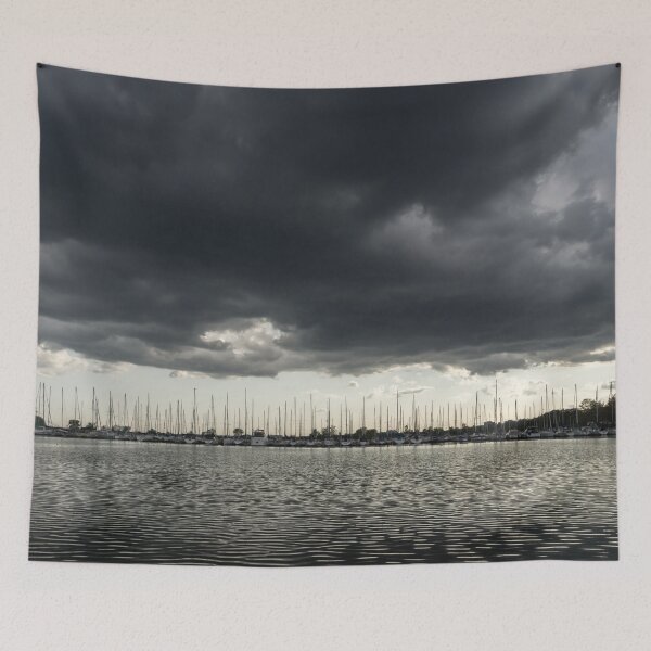 Item preview, Rolling Storm - Wild Weather Cloudscape over a Safe Marina designed and sold by Georgia Mizuleva.