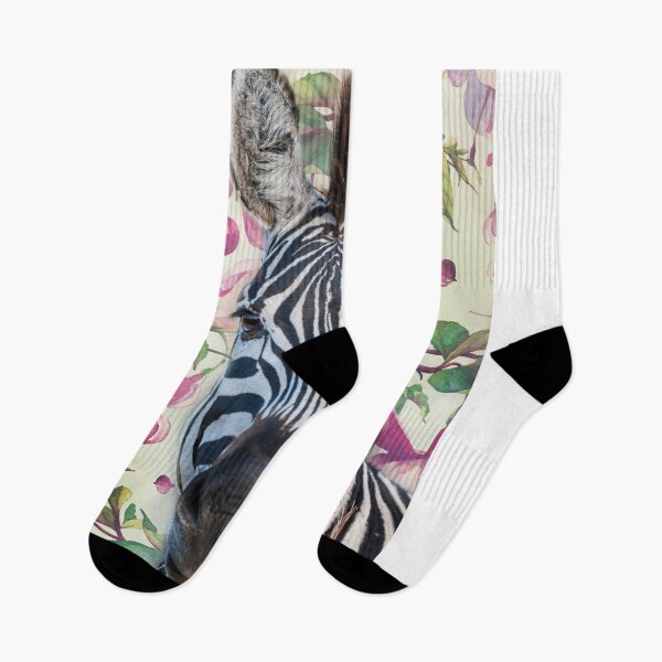 Item preview, Zebra in front of floral wallpaper designed and sold by Ingo Gerlach.