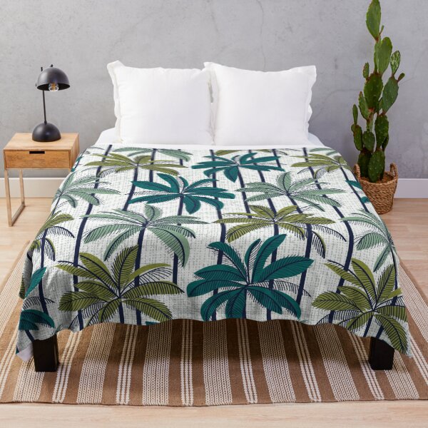 Item preview, Retro Palm Springs vibes // white background highball sage and pine green palm trees oxford navy blue line contour designed and sold by SelmaCardoso.