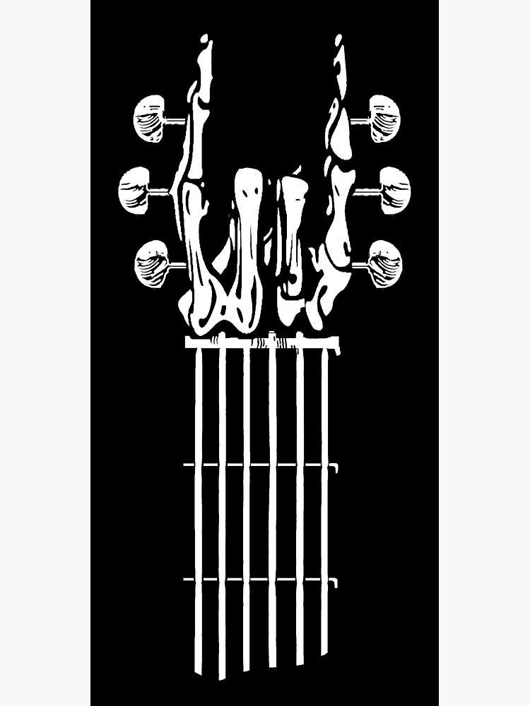 "Guitar headstock skeleton devil horn fingers (macabre, goth)" Poster